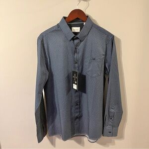 7 Diamond blue patterned button up shirt size M